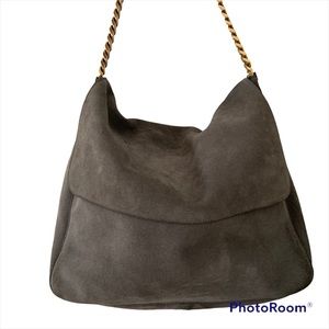 Celine Gourmette Shoulder Bag Grey Suede